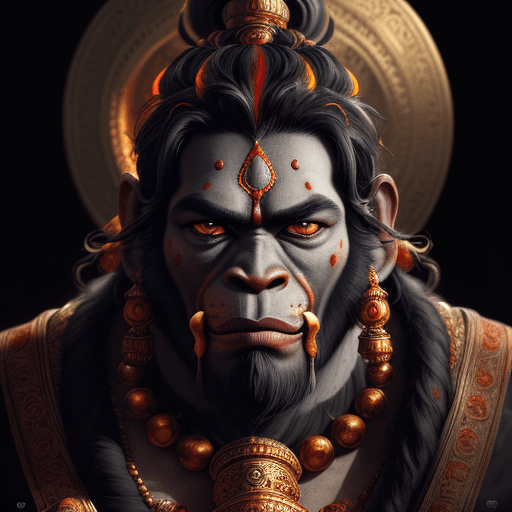 AI generated: Hanuman, in dynamic, atmosphere of darkness and horror, dramatic light, highly detailed, packed with...