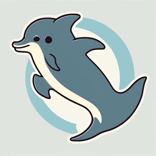 AI generated: Cute sticker, high quality, A sleek and vintage detailed Dolphin, vector, minimalist