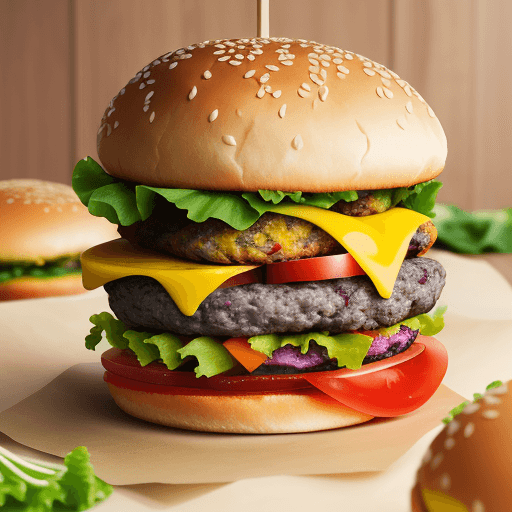 AI generated: food photography , studio photography ,burger patty ,focus on the delicious patty, vibrant toppings,...