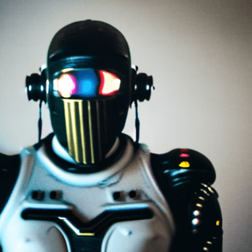 AI generated: Hyperdetailed photo, Mid Shot Photo, murderbot by matha wells, female, (human:robot:0.2), opaque mas...