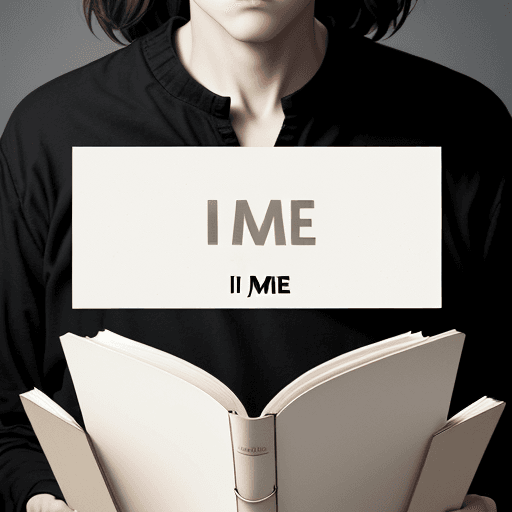 AI generated: book cover design, plain, written "I M ME", 2K, 4K