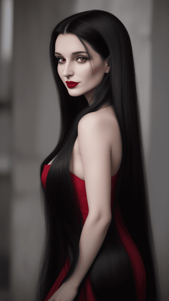 AI generated: arafed woman with long hair and red lipstick posing for a picture, ekaterina, profile image, red lip...