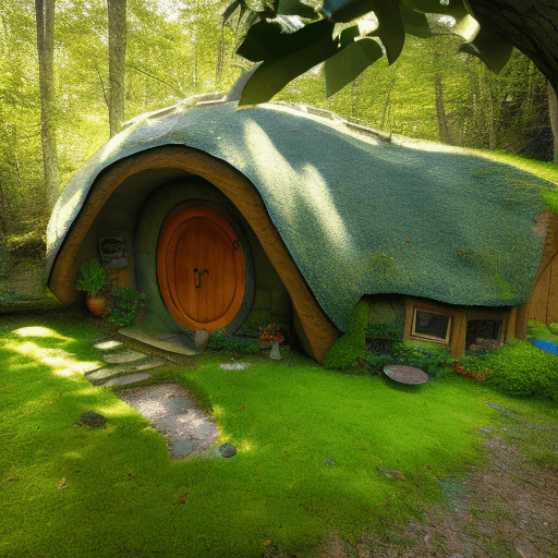 AI generated: hobbit house by a A multiplane camera