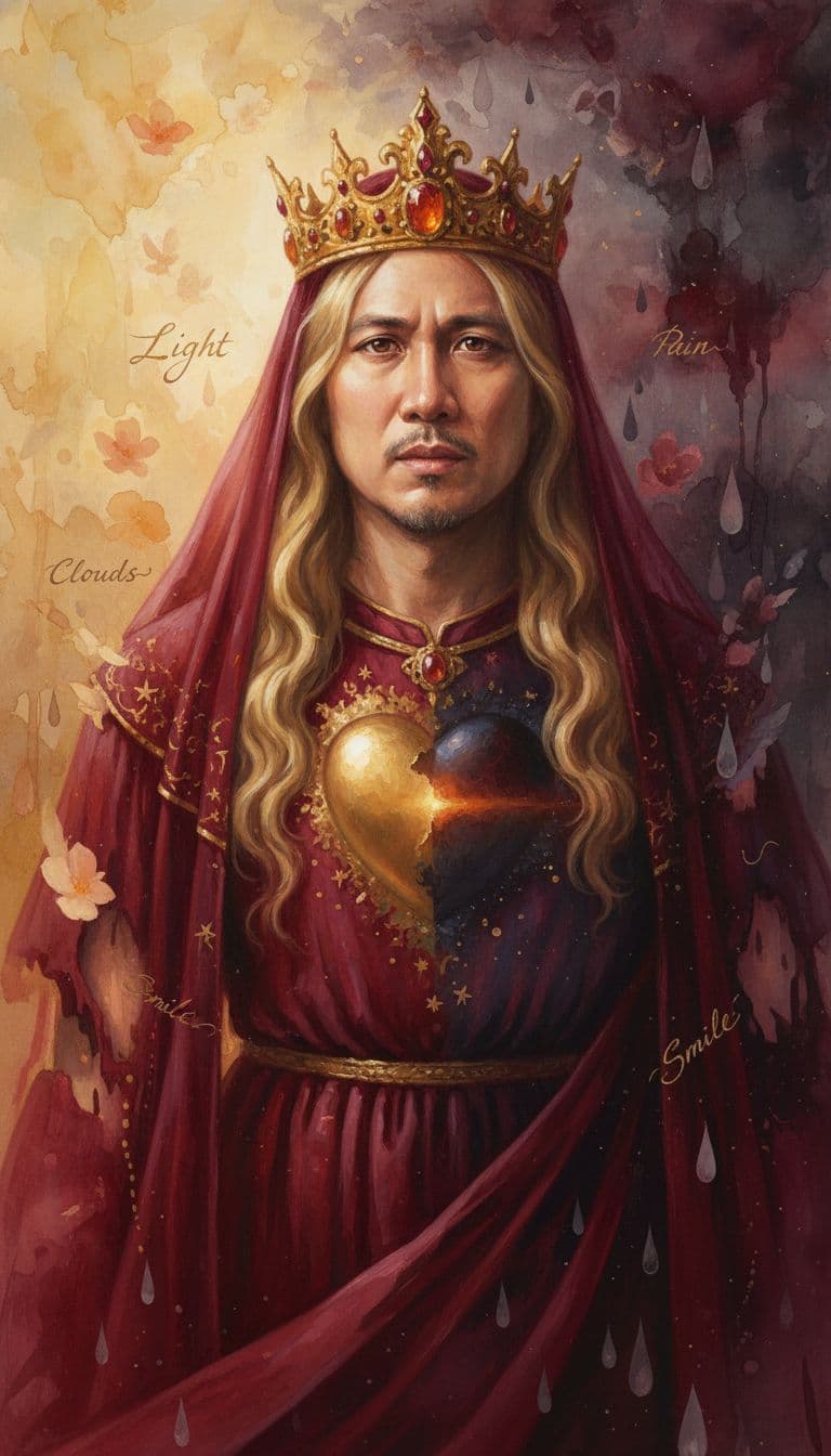 AI generated: oil painting, portrait in the style of Helene Knoop An ethereal man (image provided) who embodies a ...
