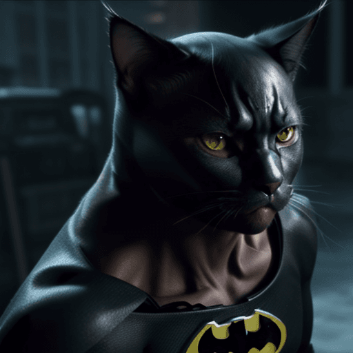 AI generated: batman-cat, hyper detalic, cinematic, animation, 8k