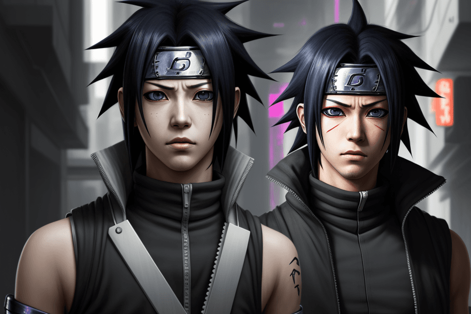 AI generated: sasuke from naruto cyberpunk style