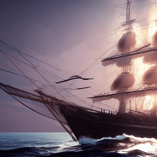 AI generated: Photo of a ultra realistic sailing ship, dramatic light, pale sunrise, cinematic lighting, battered,...