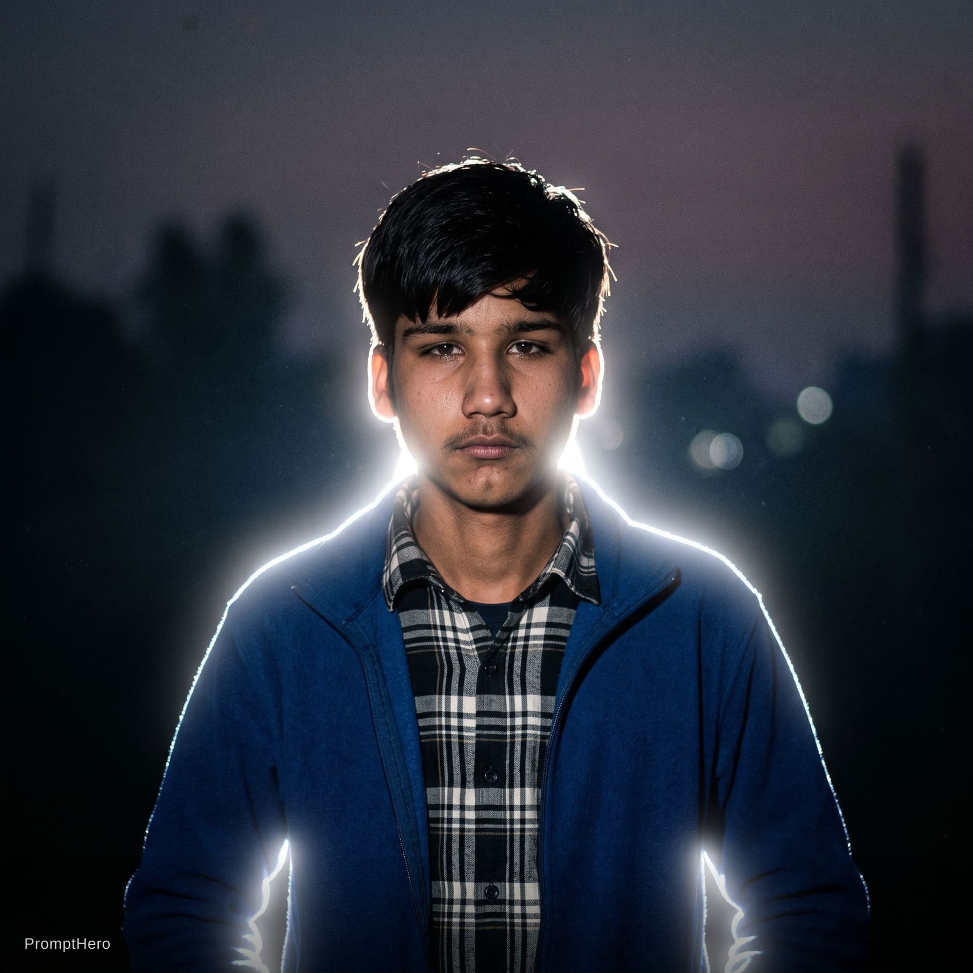 AI generated: Create a dark moody nighttime atmosphere with a deep muted background fading into near-black shadows...