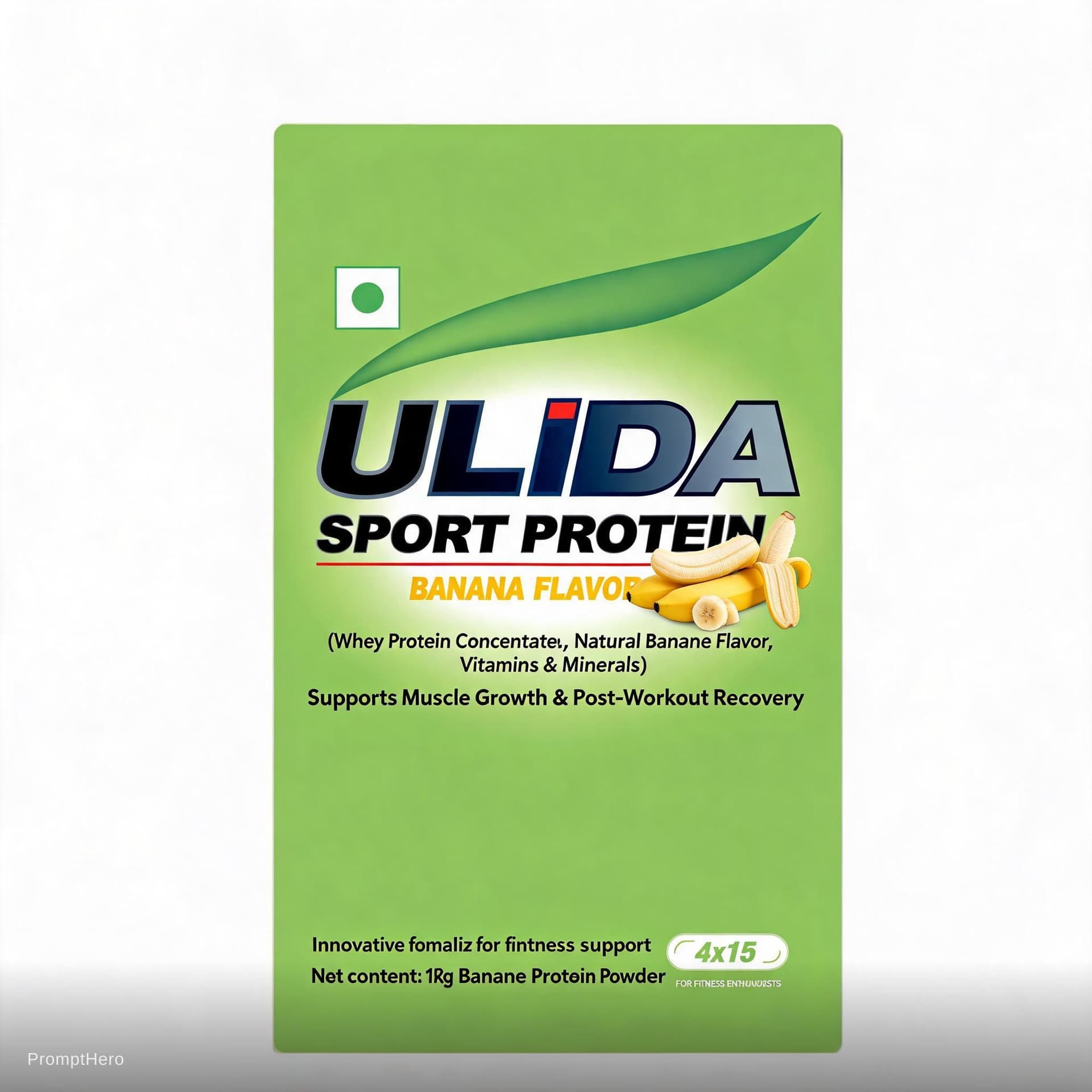 AI generated: Product card Protein sports nutrition with banana