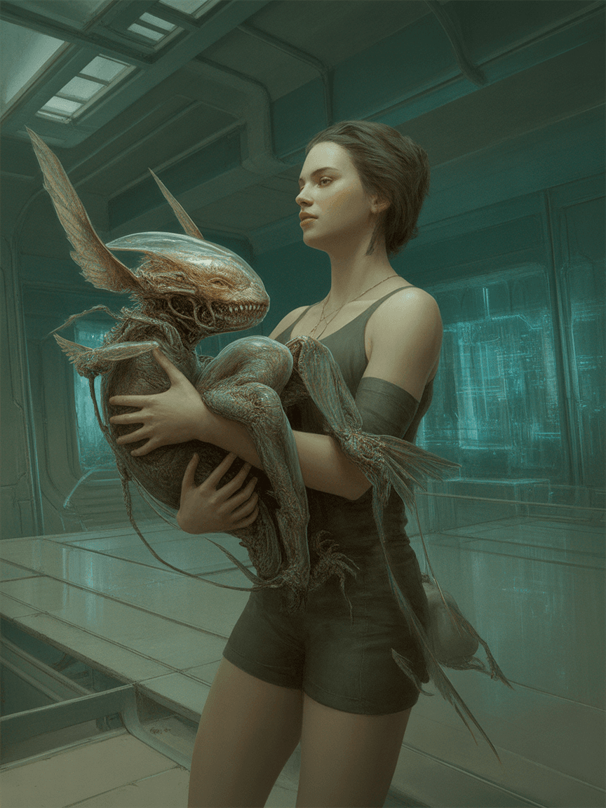 AI generated: Produce a captivating and imaginative image in the artistic style of Joao Ruas. Depict a scene, with...