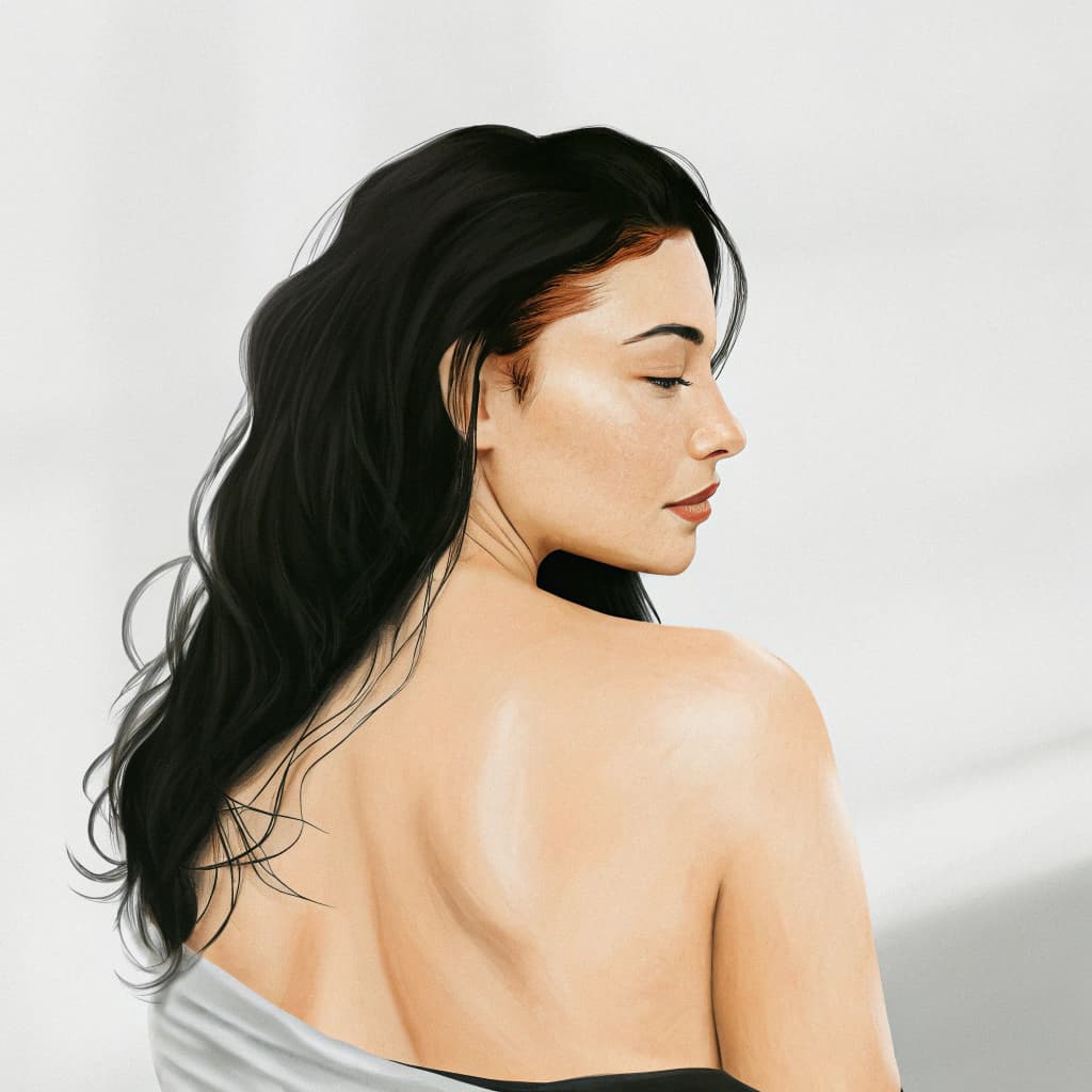 AI generated: A **gorgeous digital painting** of a **stunning woman with long, fiery red hair**, flowing in soft w...