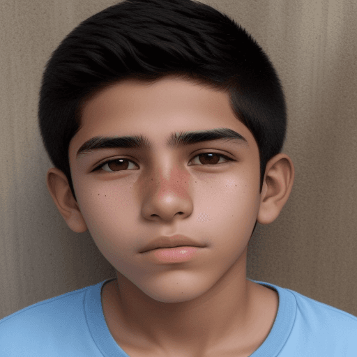 AI generated: A 16 year old Mexican Boy with very wrinkled skin, but with a 16 yo youthful face shape