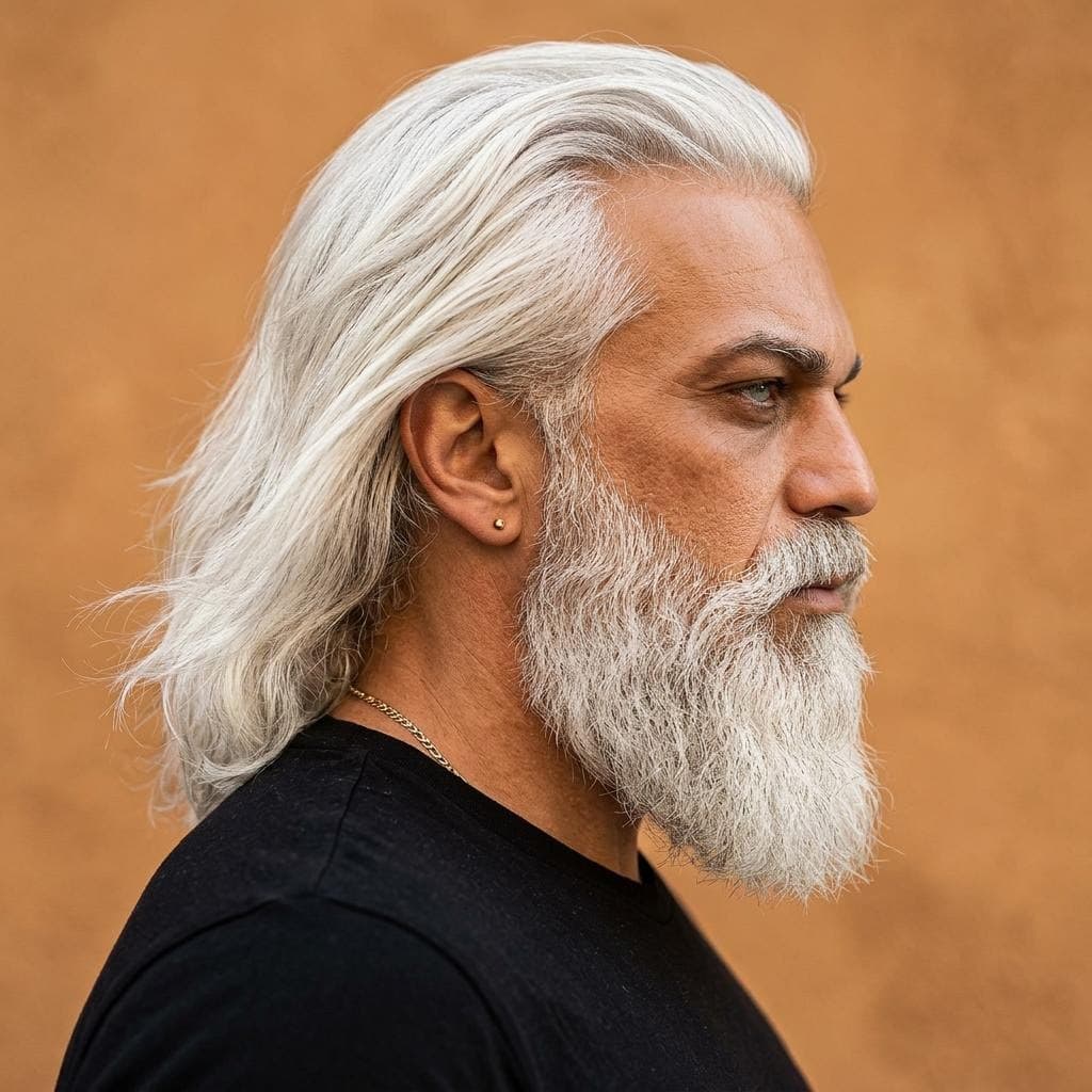AI generated: {
  "subject_and_concept": {
    "subject": "A striking, middle-aged man with a Viking-inspired aest...