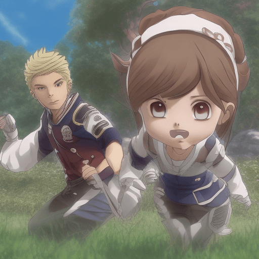 AI generated: Captura de tela casal de anime estilo Boku no Hero estudio Bones 3, um menino e uma menina adolescen...