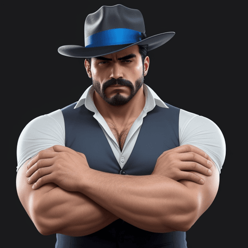 AI generated: detective hombre,muy masculino y atractivo que este con los brazos cruzados

