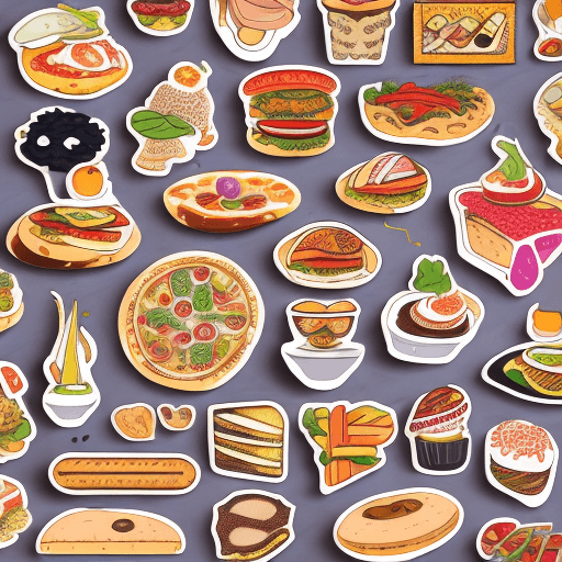 AI generated: Design mouth-watering stickers that showcase popular and delicious foods. Use vibrant colors and det...
