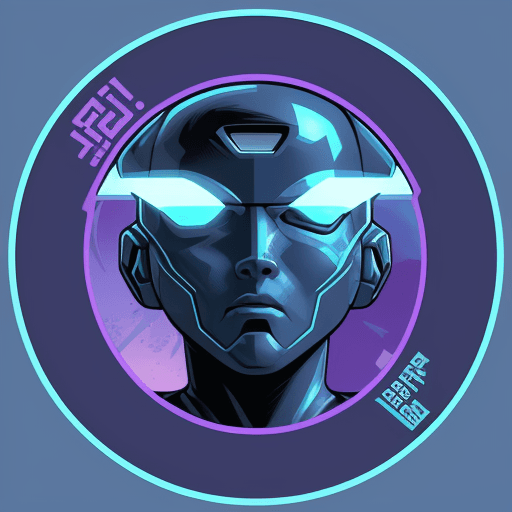 AI generated: sci-fi realistic art style, a square cyborg icon of a futuristic wave surfer, surfing out from the c...