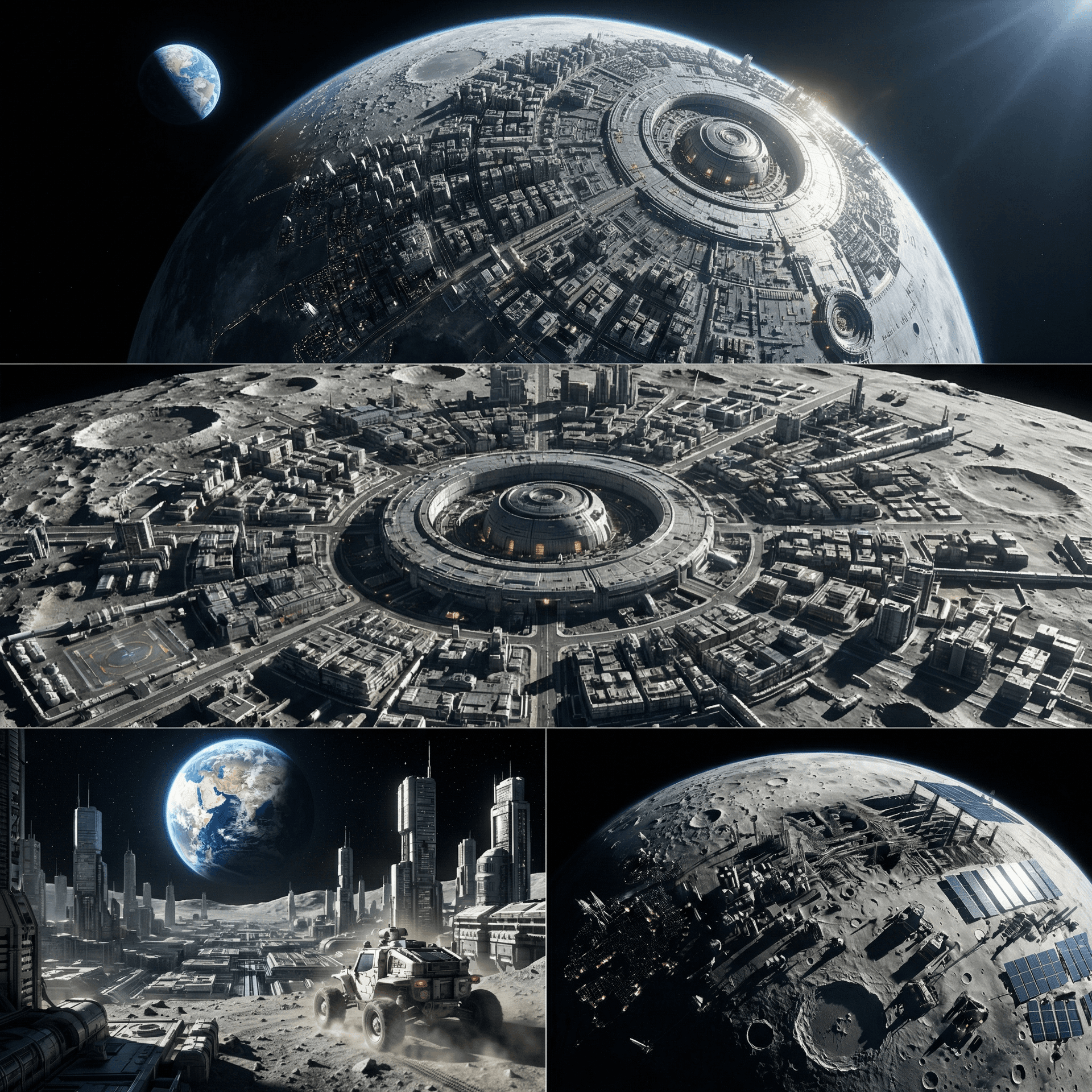 AI generated: Blend and tune the reference images and create other angles of view of Moon Base.
Covering all of th...