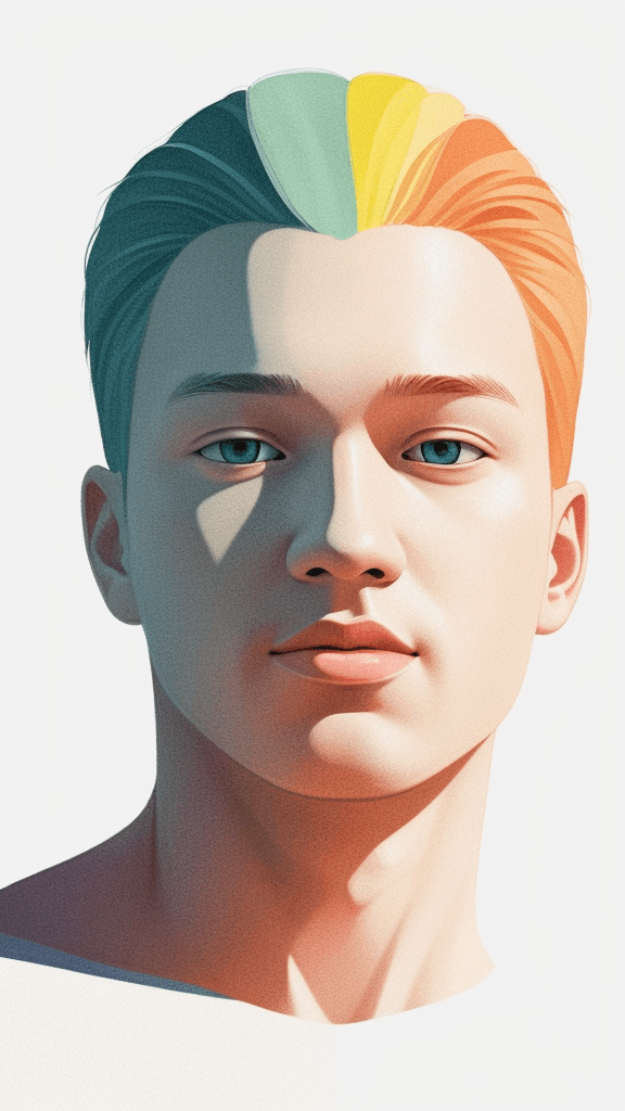 AI generated: (best quality, ultra-detailed, realistic:1. 2) Noah, clean lines, minimalist artwork, vibrant color ...