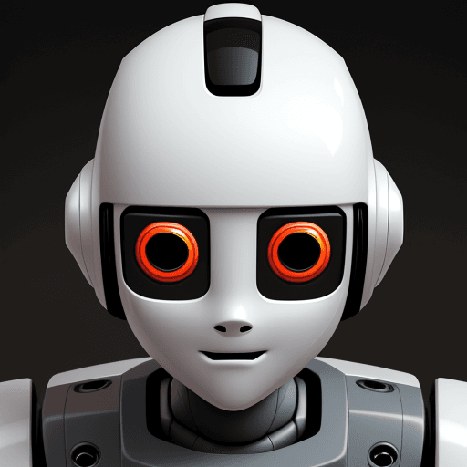 AI generated: illustration closeup head of a front-looking friendly robot made from levender plastic with a space ...
