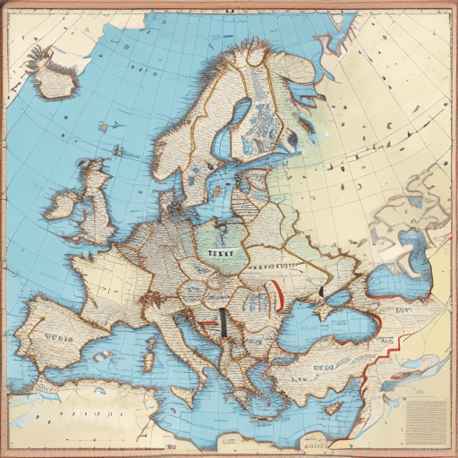 AI generated: A map of Europe including Turkey 25239 will be written with the cursor over Spain 24627 will be writ...