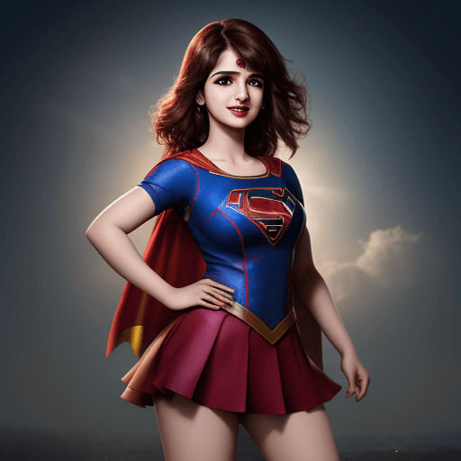 AI generated: shirley setia in supergirl costume full front high resolution 