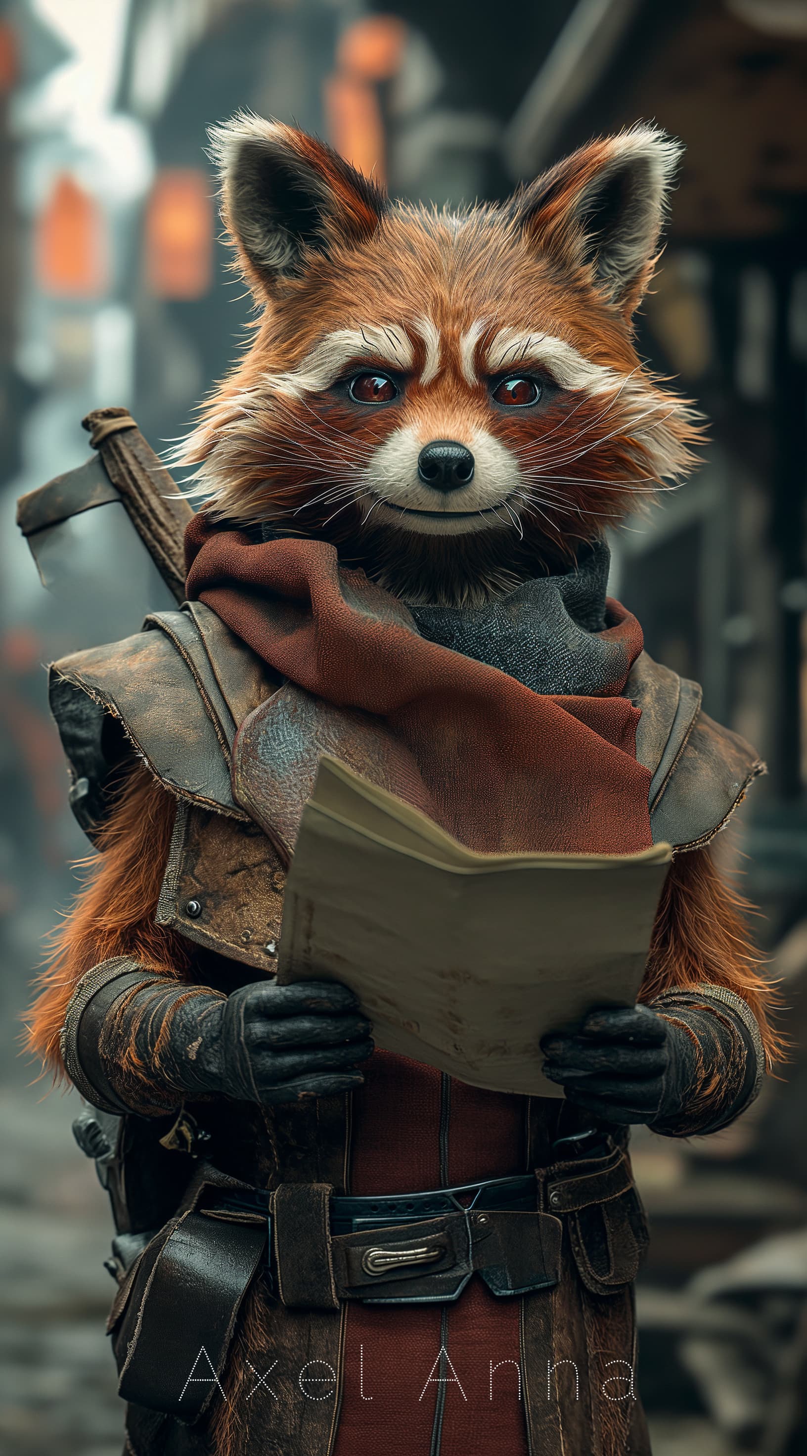 AI generated: the anime character holding a piece of paper as an animal, in the style of max rive, detailed costum...