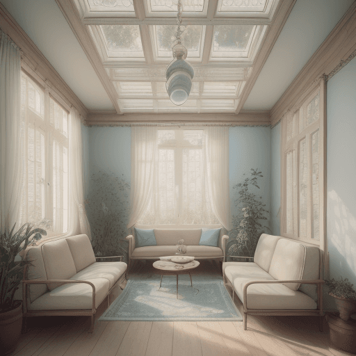 AI generated: High resolution photography interior design, dreamy sunken living room conversation pit, wooden floo...
