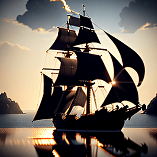 AI generated: Photo of a ultra realistic sailing ship, dramatic light, pale sunrise, cinematic lighting, battered,...