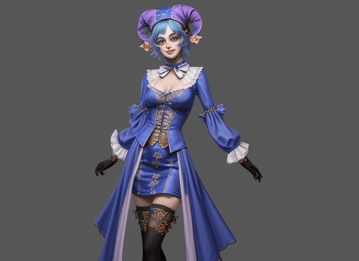 AI generated: Year 2100 jester outfit 

