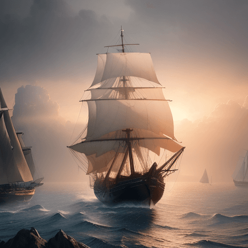 AI generated: Photo of a ultra realistic sailing ship, dramatic light, pale sunrise, cinematic lighting, battered,...
