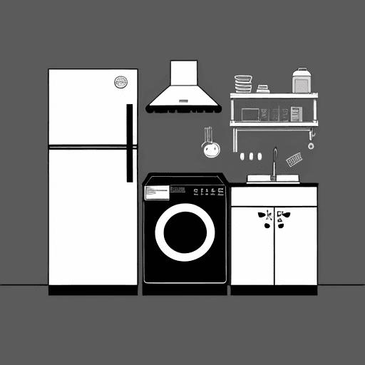 AI generated: appliance icons, 2d icons, refrigerators icons, washer machine icons, dryer machine icons, stove ico...