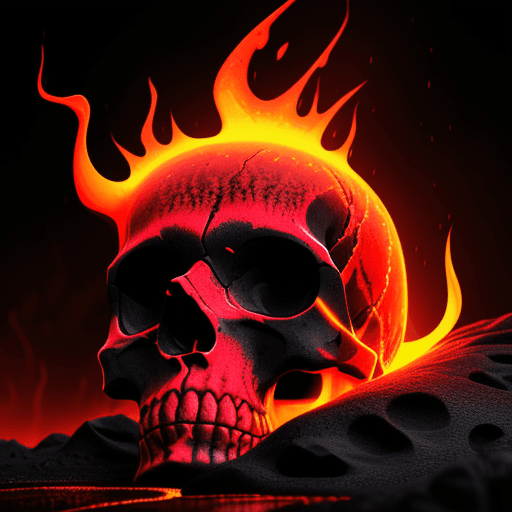 AI generated: lava flowing on skull