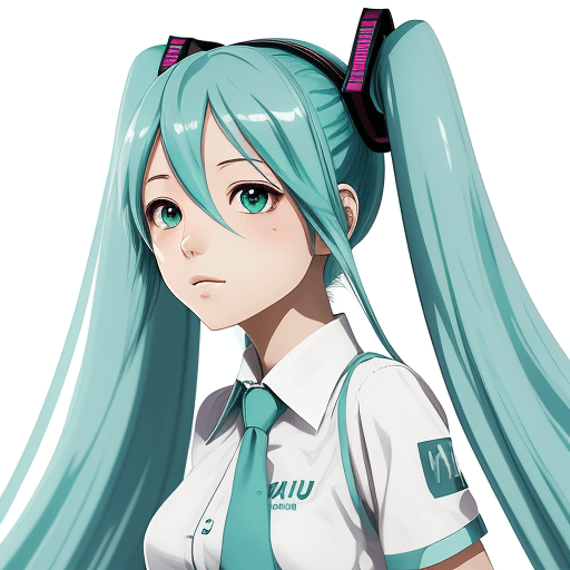 AI generated: anime illustration, portrait of Hatsune Miku, white background