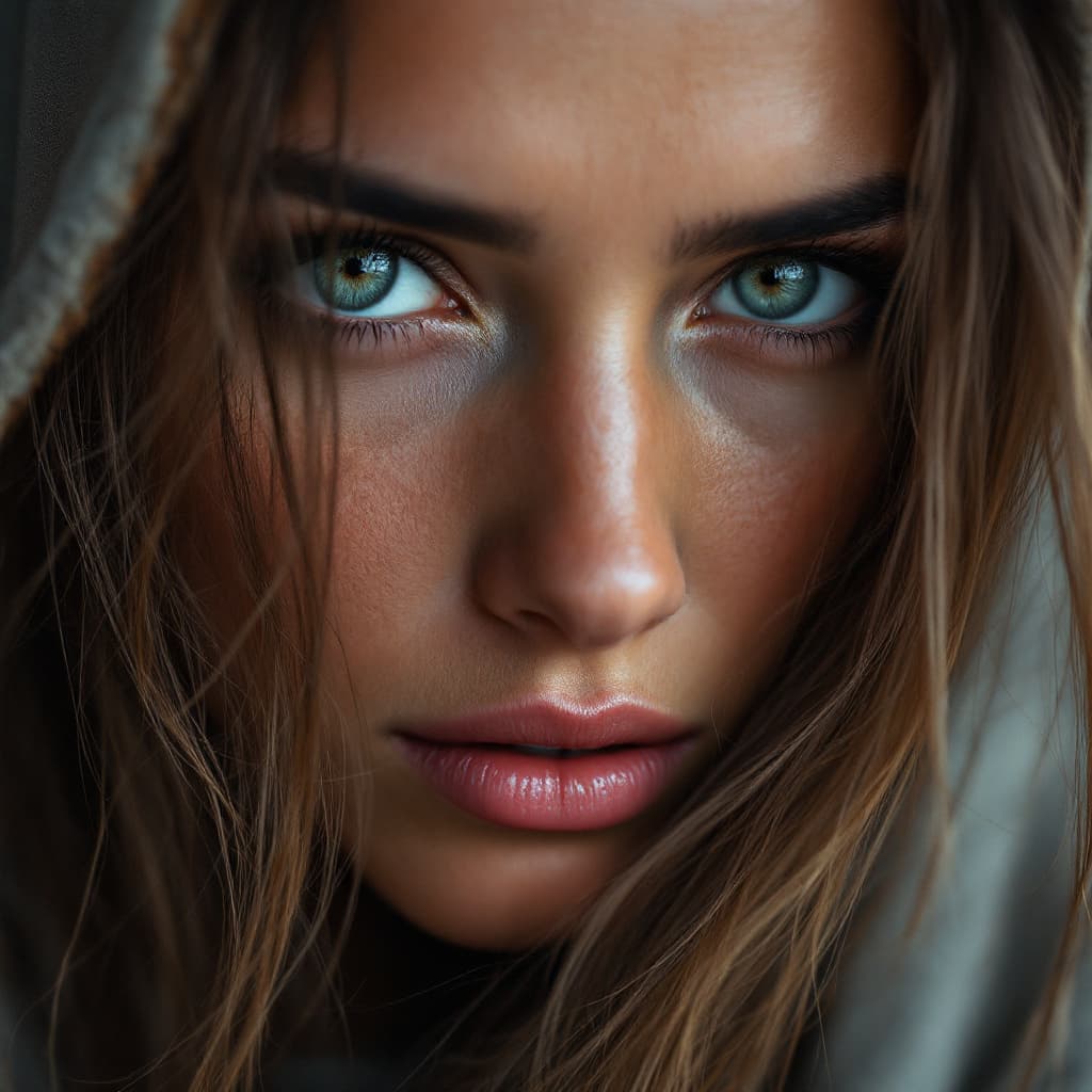 AI generated: Close-up portrait of a woman from Afghanistan, early morning face when getting up, no make-up just n...