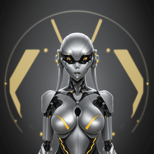 AI generated: futuristic cyber robot girl in silver body suit, in the style of dark gray and gold, 32k uhd, undefi...
