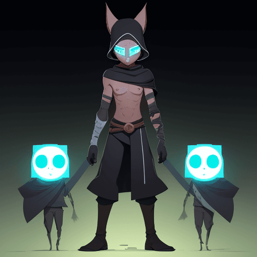 AI generated: (xelor:1.1), happy, simple background, male, solo, full body, black background, flat color, outline,...