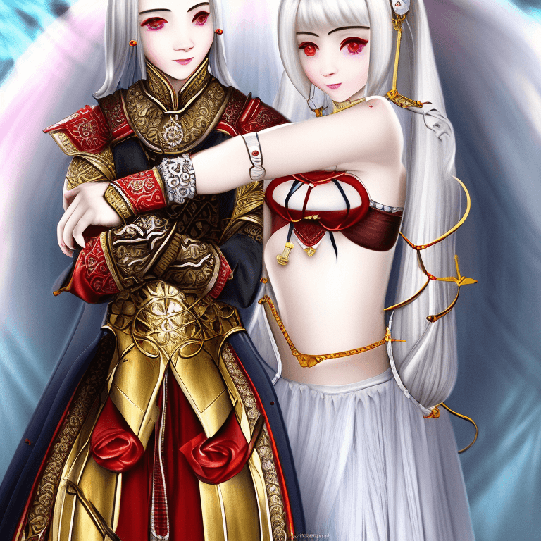 AI generated: (simple hands:0.5)+(detailed hands:0.7), (masterwork), (best quality), white hair, red eyes, orienta...