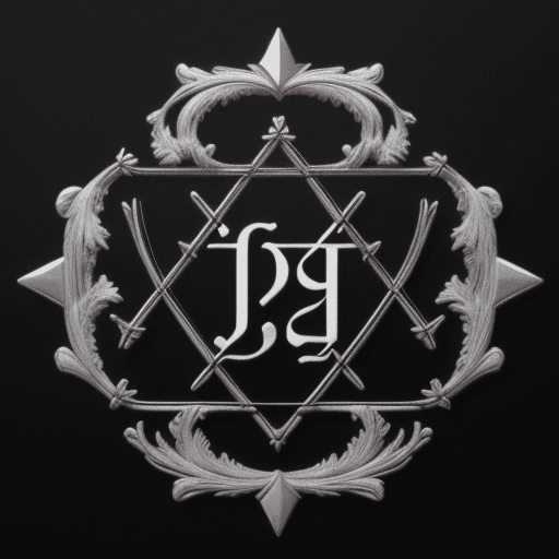 AI generated: J.P als Symbol, auch gern JAY PI, oder mathematische pi, in blautönen + schwarz 8k,