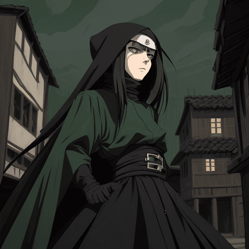 AI generated: bauhaus style clothe, big clothes, cool anime style, character, village center background, medieval ...