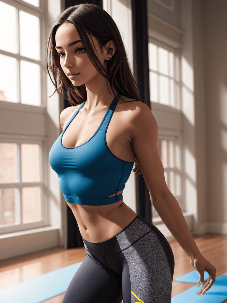 AI generated: absolutely stunning beautiful young woman, yoga workout, (French:0.25,Italian:0.25,Spanish:0.5)