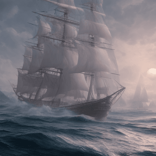 AI generated: Photo of a ultra realistic sailing ship, dramatic light, pale sunrise, cinematic lighting, battered,...