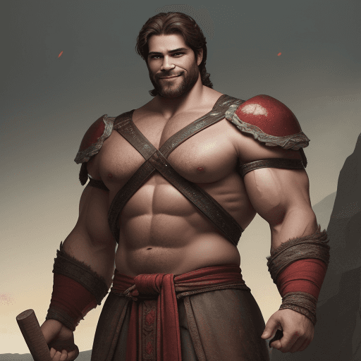 AI generated: The depicted strong man is attractive with a beautiful build and appearance. He is a brunette with r...