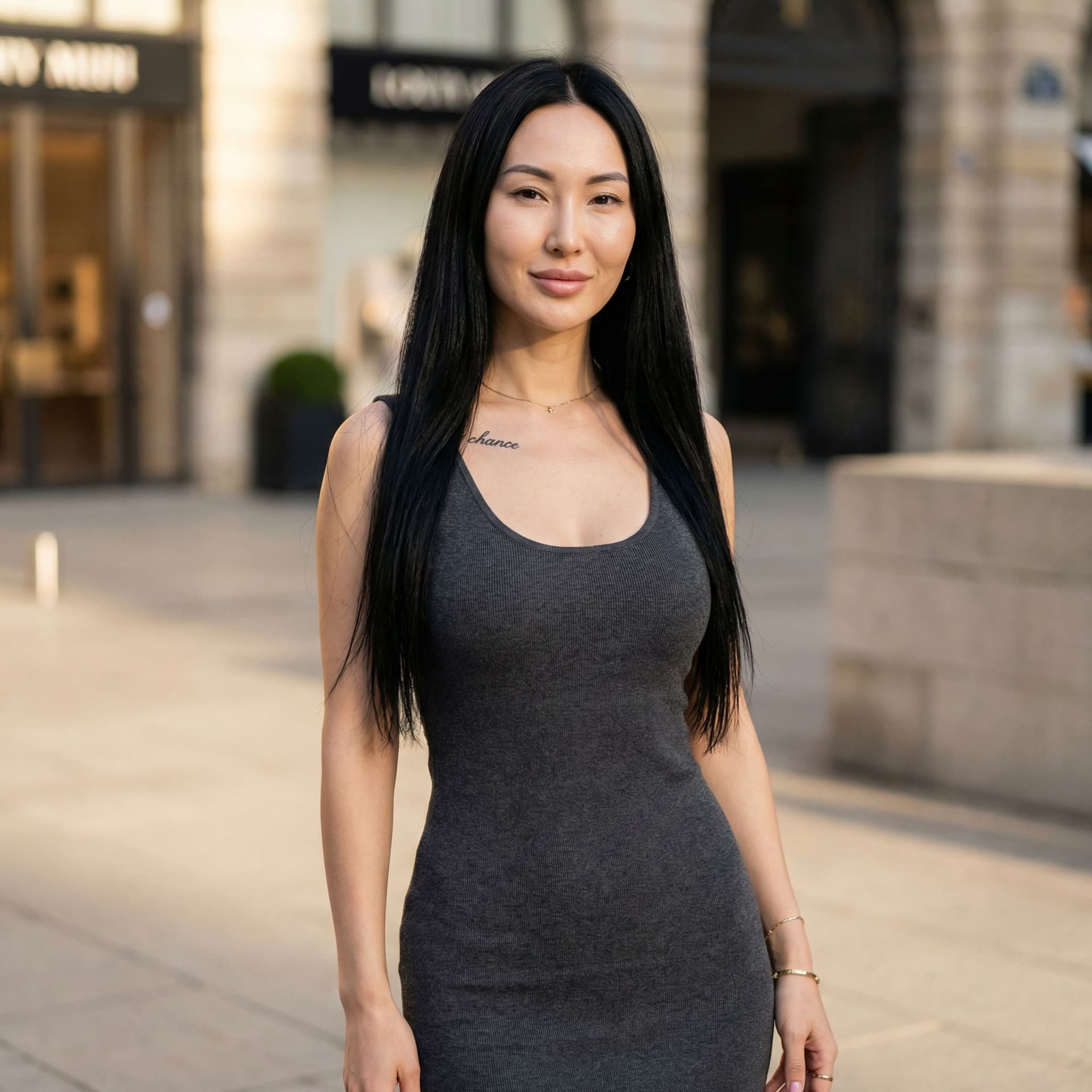 AI generated: Ultra-realistic AI female influencer, adult woman, perfect hourglass curvy body, slim waist, natural...