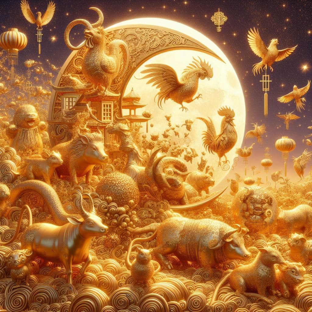 AI generated: a painting of a full moon surrounded by animals, a storybook illustration by Todd Lockwood, cgsociet...