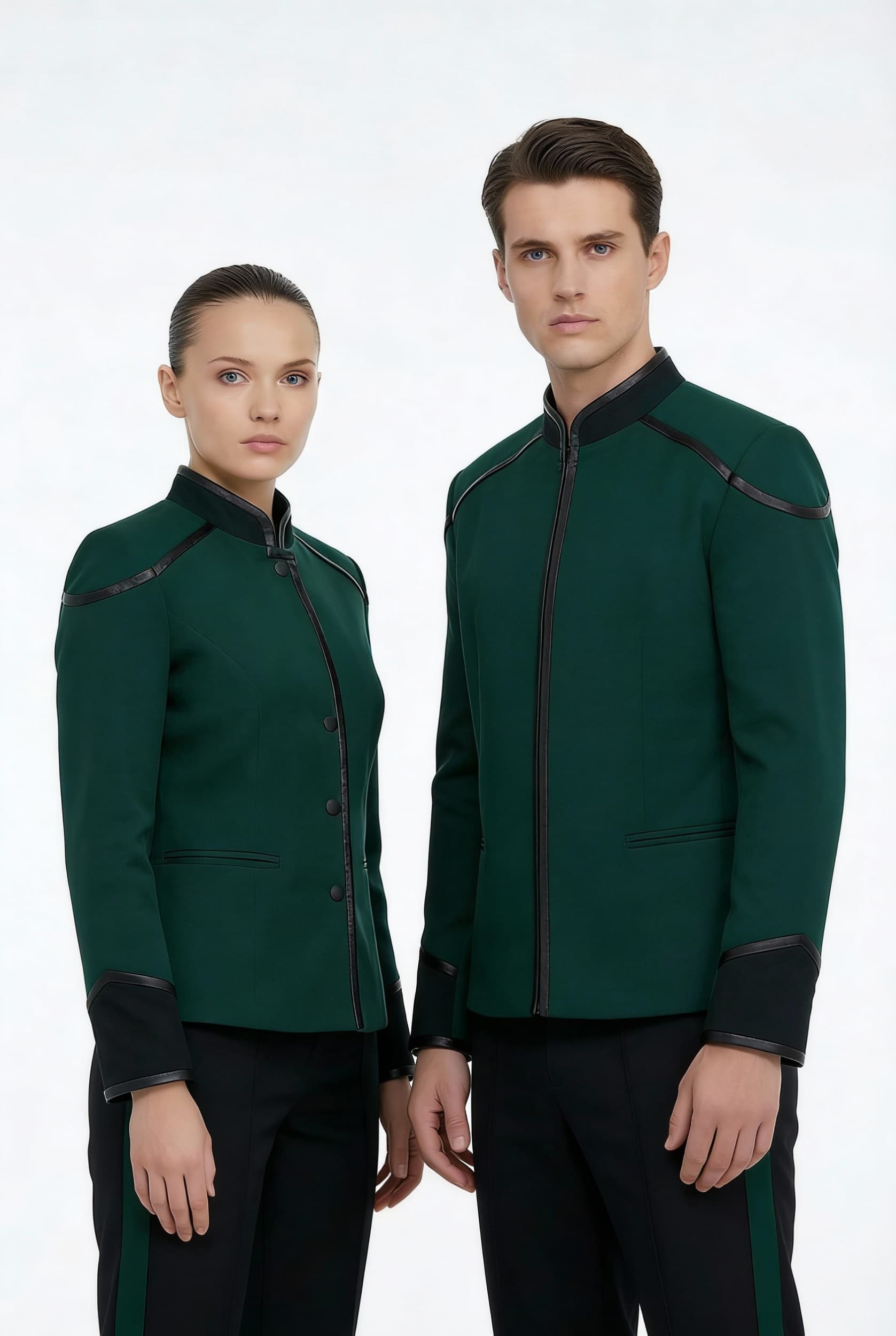 AI generated: Create a Sci-Fi uniform. Use the reference image and turn all red to green. The color of the uniform...