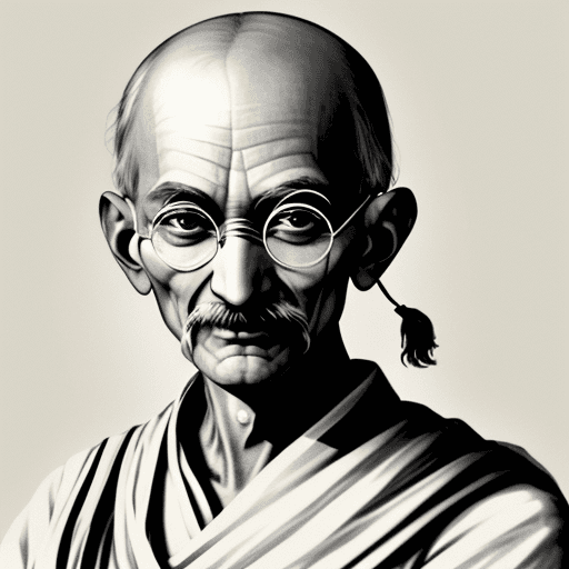 AI generated: Un retrato idealizado de mahatma gandhi, que muestre su firmeza, 