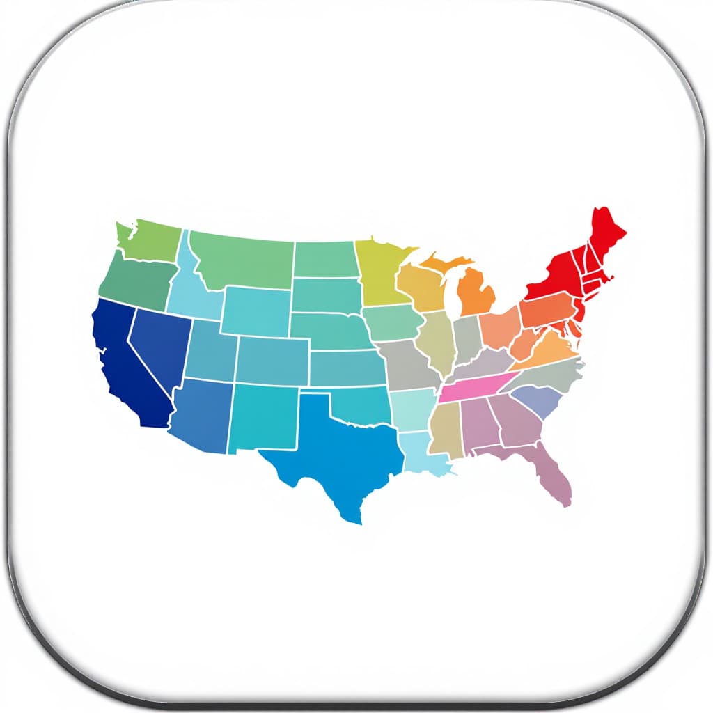 AI generated: Create an iOS app icon for an app that tracks states of the US a user has visited. There should be n...