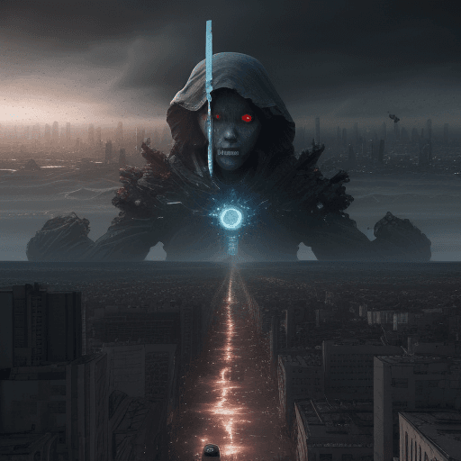 AI generated: A realistic photo of vengeful, human, Future, Outlook, fearless, after apocalypse, photorealistic, u...