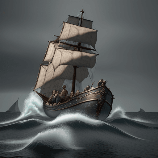 AI generated: "Quero uma ilustração 3D realista de um barco viking em batalha, em resolução 8K. A cena deve ser am...
